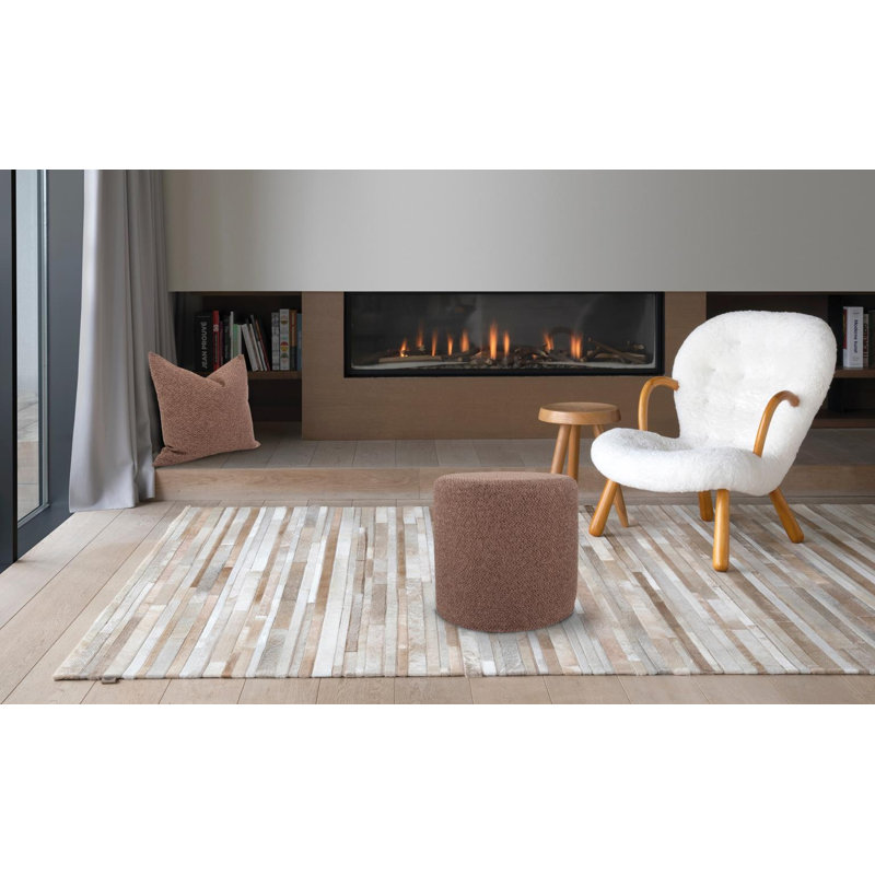Ashlay Upholstered Ottoman, Chocolate 100% Polyester