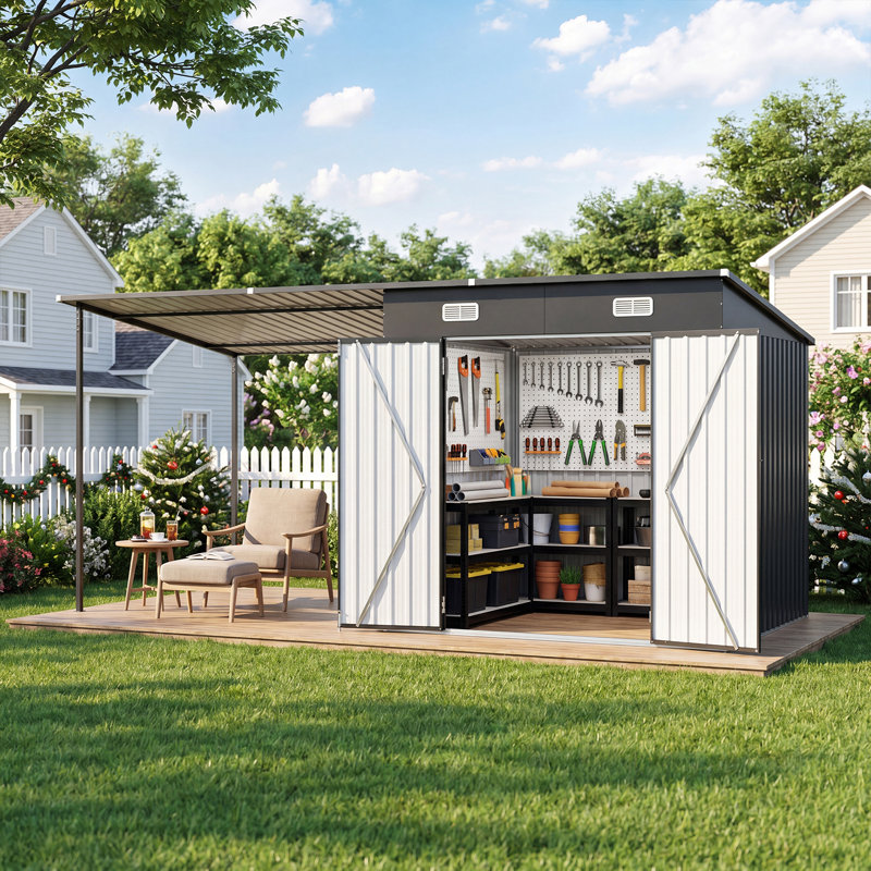 Outdoor Storage Shed & Hardtop Gazebo Combo