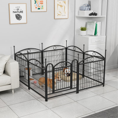 Dog Playpen Indoor 24 Inch 8 Panels Metal Dog Pen Pet Dog Fence Outdoor Exercise Pen With Doors, Heavy Duty Dog Fence Puppy Pen For Large Medium Small