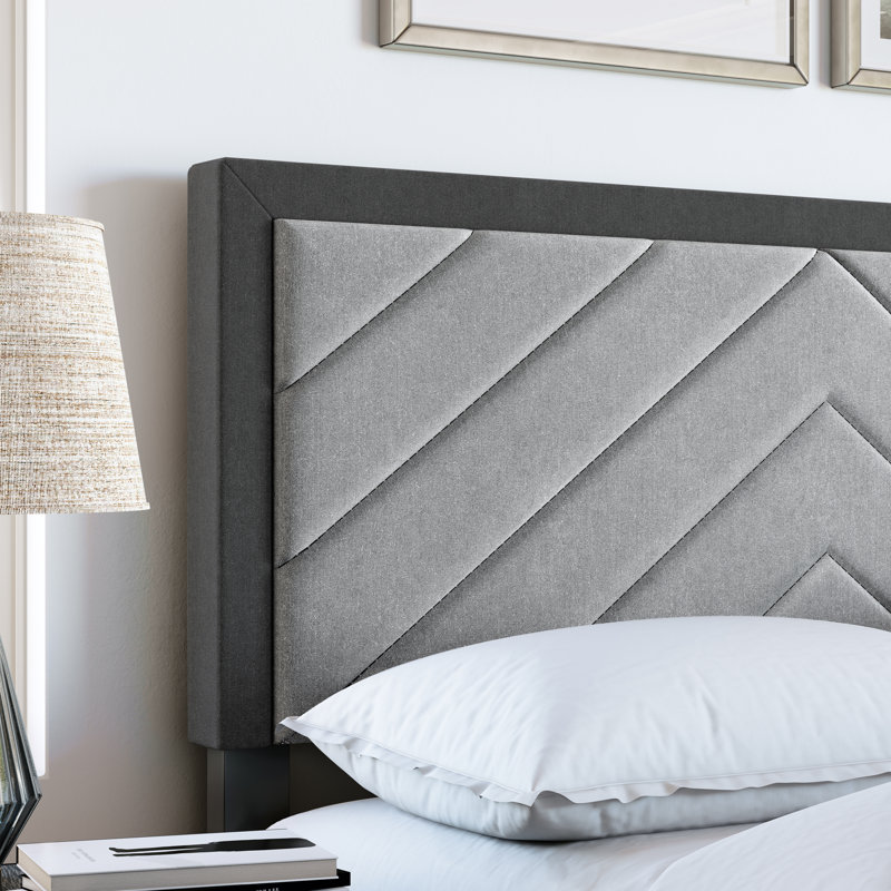 Barcelona Linen or Faux Leather Upholstered Platform Bed Frame with Adjustable Headboard, Heavy Duty Slat Support System, No Box Spring Required - Boyd Sleep