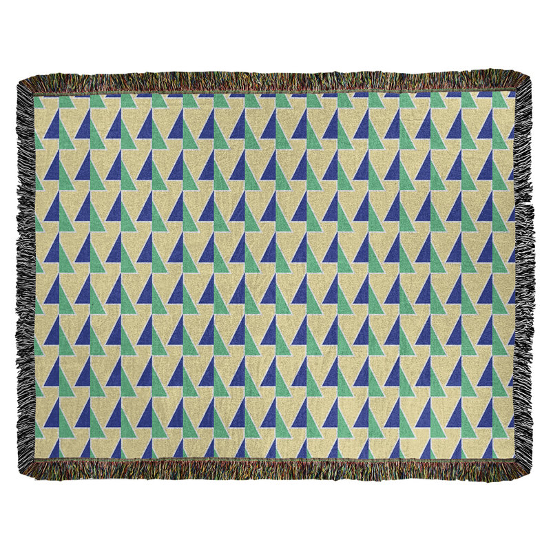 Couverture en coton tissé à flèches changeante, l 60 po x L 80 po, Bleu jaune / vert