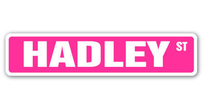 Hadley Street Sign Heavy Duty Plastic 4" X 18"