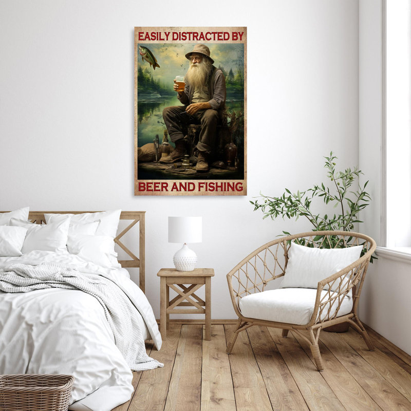" Beer And Fishing 2 ", 36" H x 24" W x 1.25"D