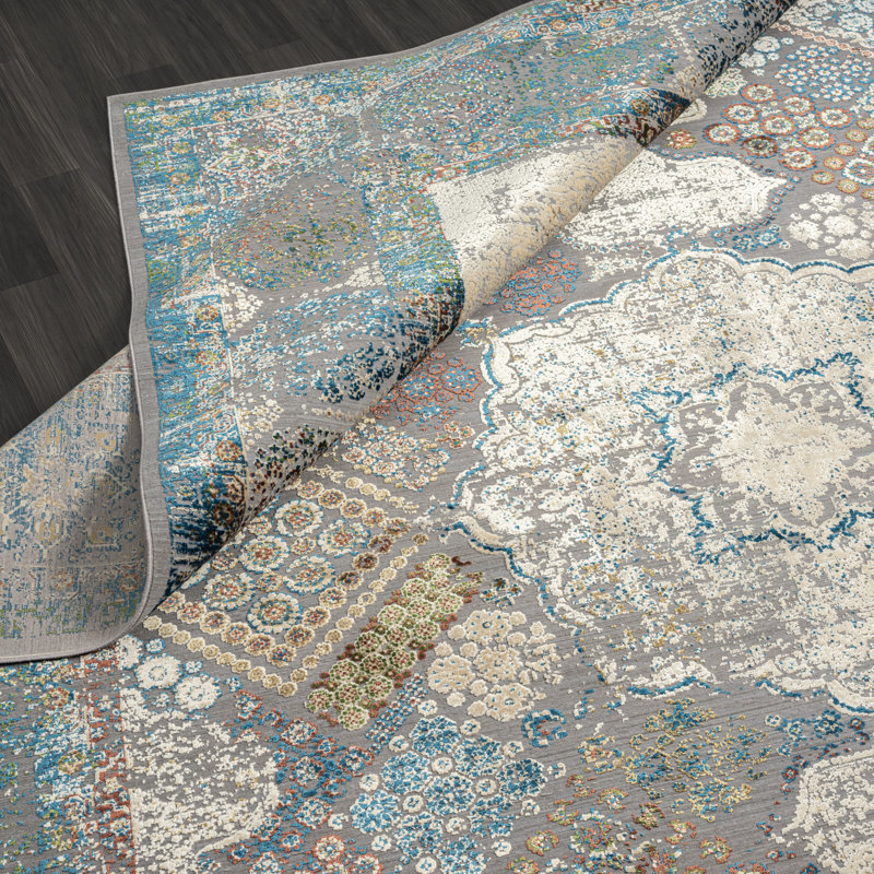 Lydian Oriental Area Rug in Blue, Rectangle 7'11" x 9'10"