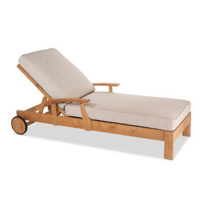 Chaise longue simple inclinable en teck avec coussins 81 po Donita