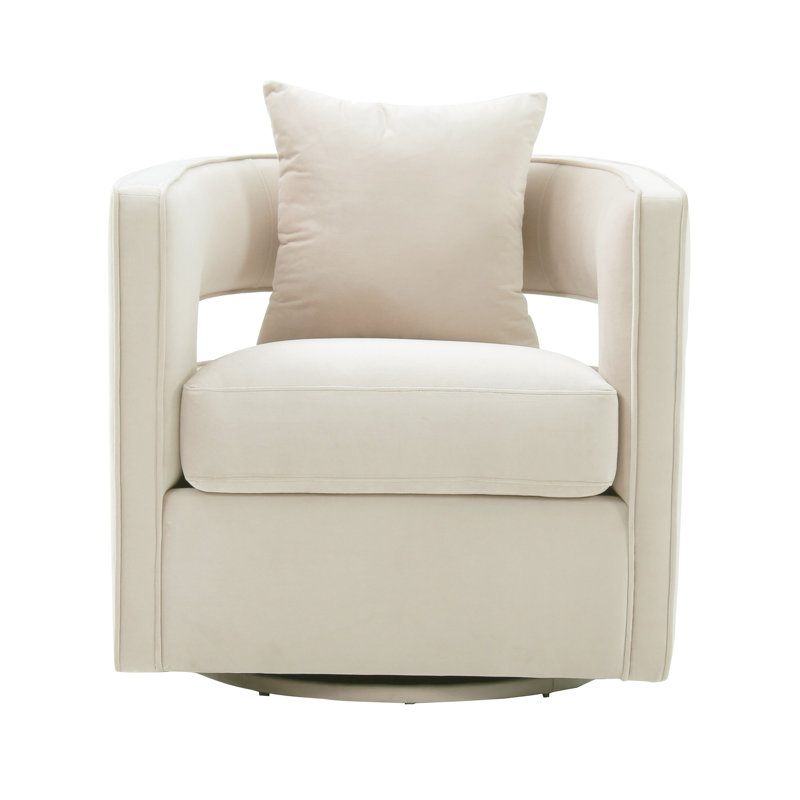 Kennedy Velvet Swivel Chair, Cream