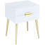 Table d'appoint blanche et dorée 2 - compacte pour les petits espaces, table de bout, table de chevet blanche et dorée pour rehausser le décor moderne Mid-Century