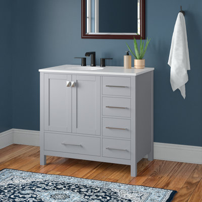 Irene 36'' Single Bathroom Vanity with Engineered Marble Top