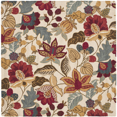 Emrick Hand Hooked Wool Floral Rug