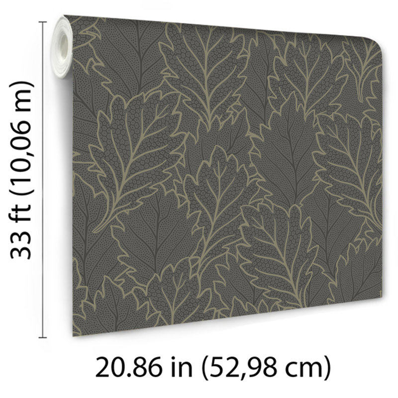 Papier peint feuilles Quercus, Gray
