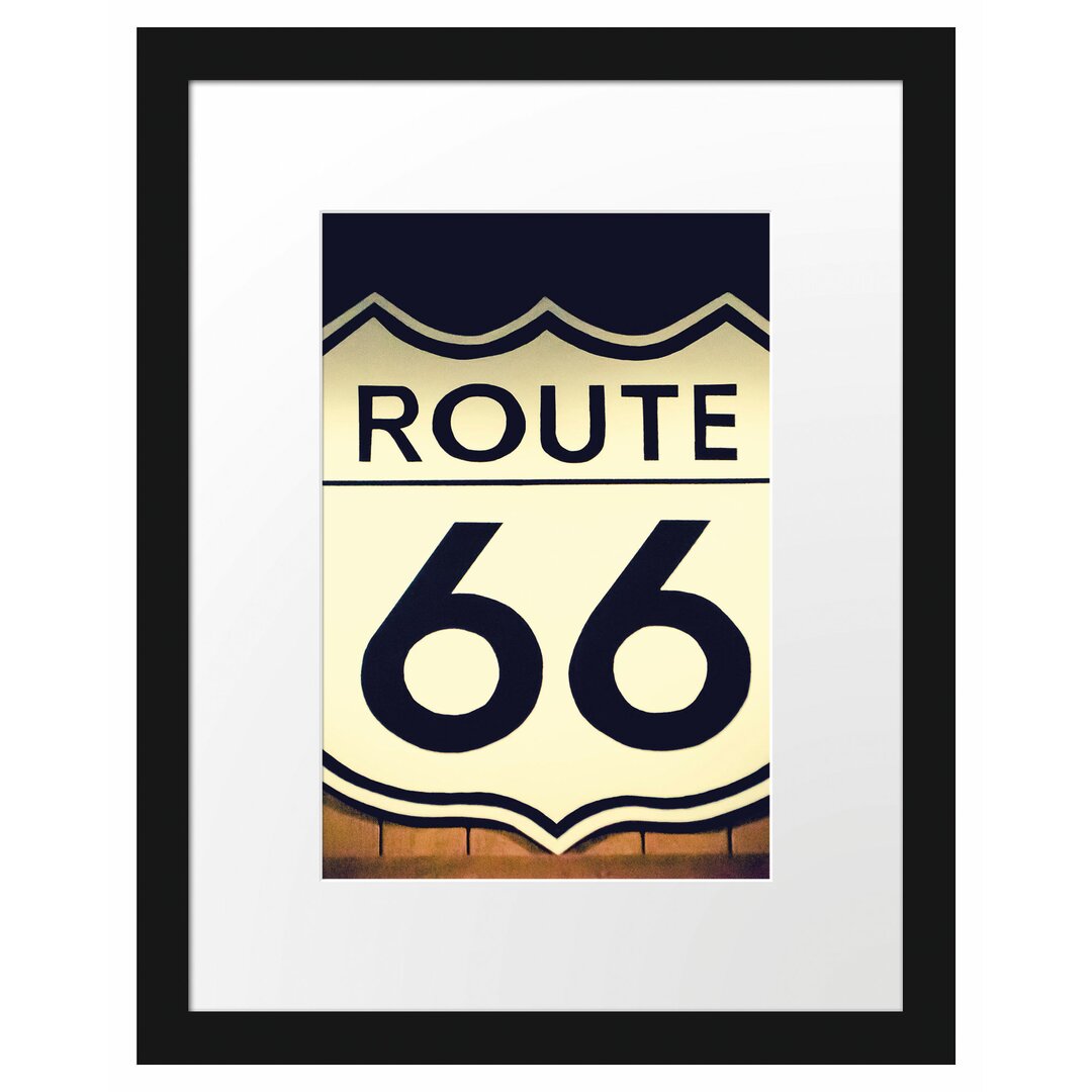 Gerahmtes Poster Modernes Route 66 Schild