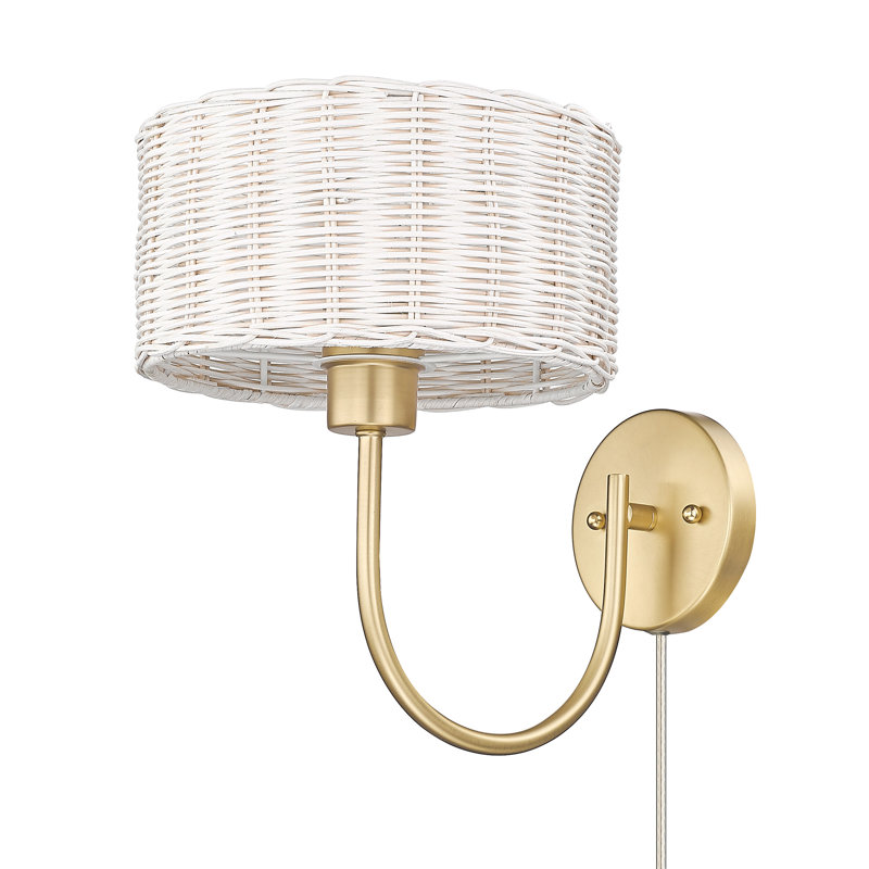 Cuthmore Steel Spotlight, Brushed Champagne Bronze, White Wicker