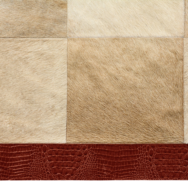 Hypos Cowhide Geometric Area Rug, Rectangle 9' x 12'