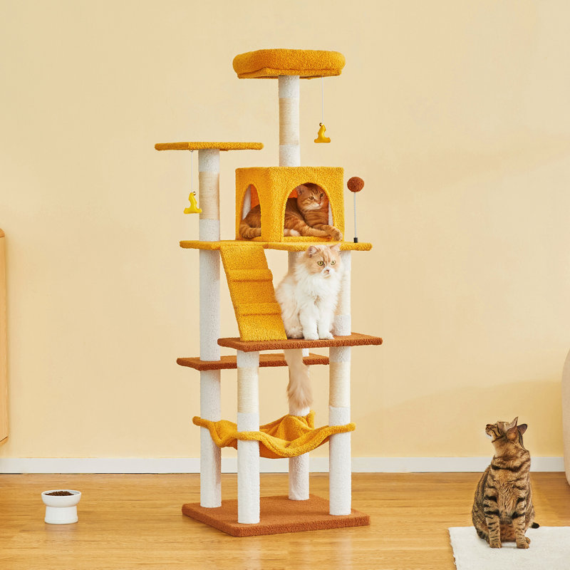 Grand condo 64 "pour chat, H 63,8 po x l 19,7 po x P 19,7 po, Jaune
