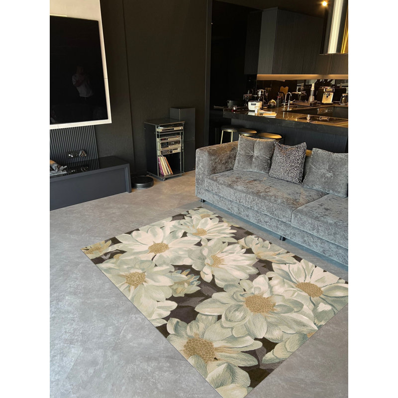 Tapis à motif numérique multicolore tissé à la main Daisy, Rectangle 3 pi 11 po x 5 pi 10 po