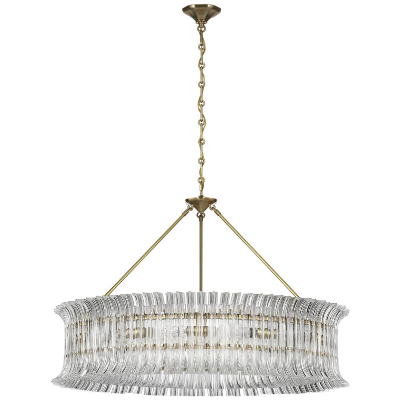 AERIN Rhine 36" Ring Chandelier with Crystal, Hand-Rubbed Antique Brass