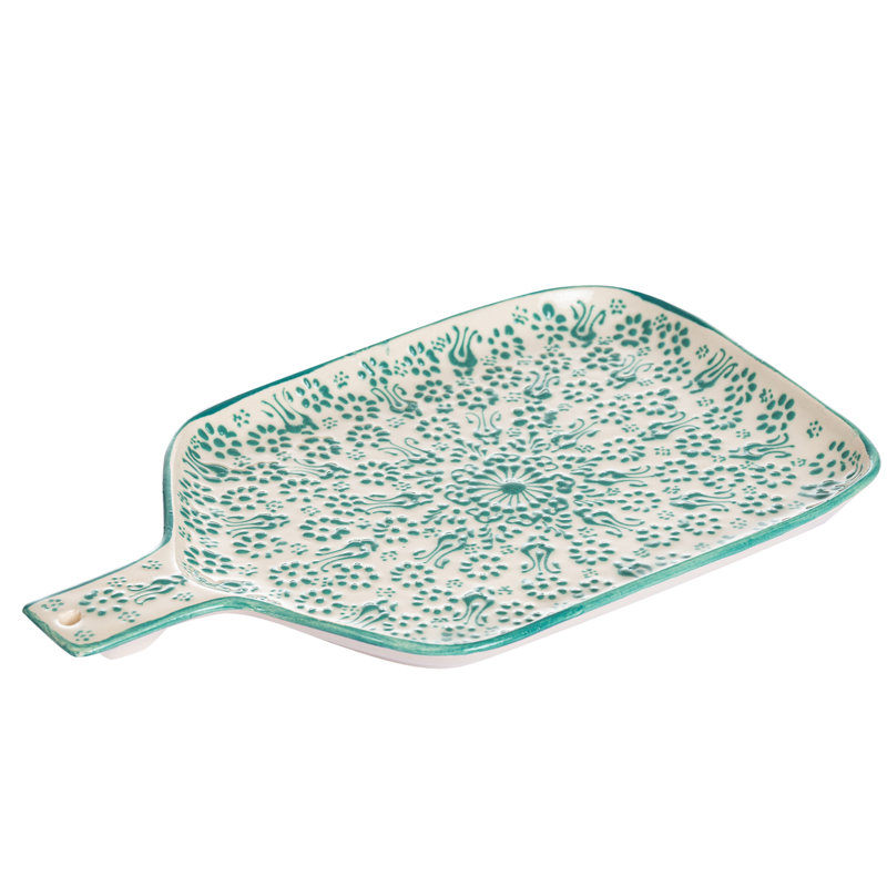 Coppermill Kitchen Hand Painted Ceramic Ceramic Cheese Board, White