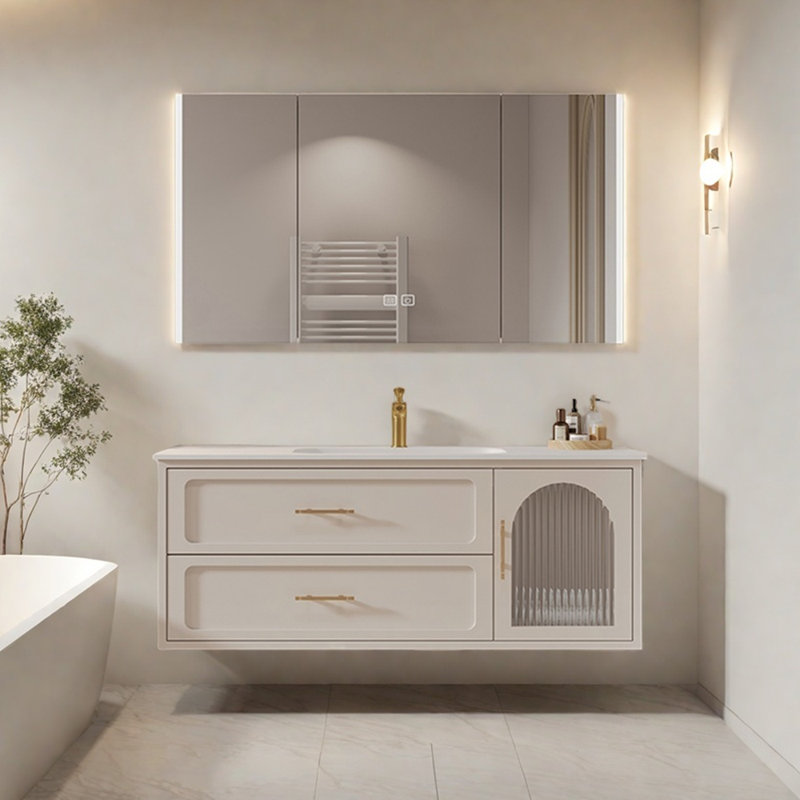 Light luxury cream style bathroom cabinet