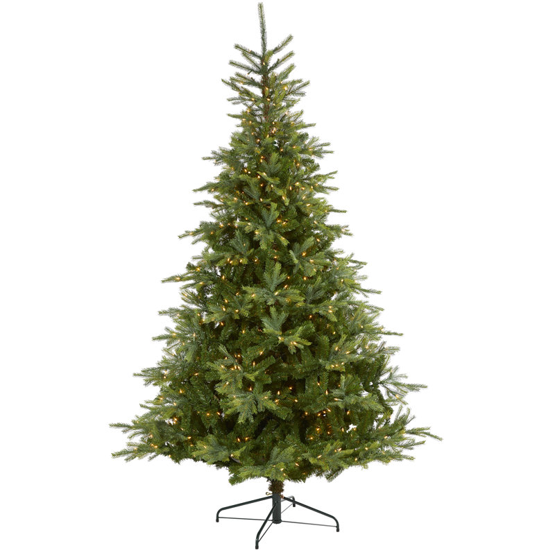 Arbre de Noël artificiel épinette vert avec lumières claires, H 8 pi
