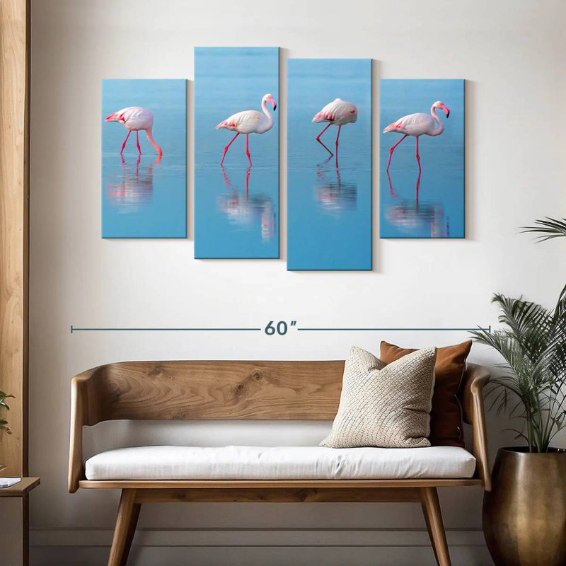 Flamants roses du lac bleu Brampt, H 32 po x l 52 po
