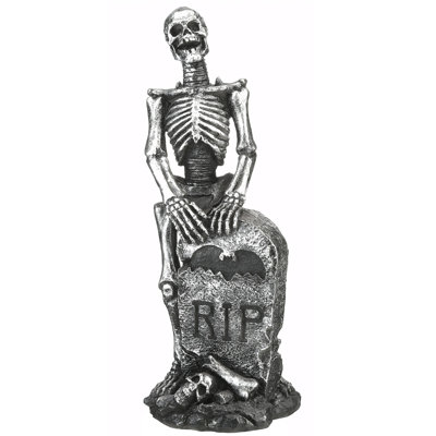 20" Halloween Silver Skeleton and Gravestone