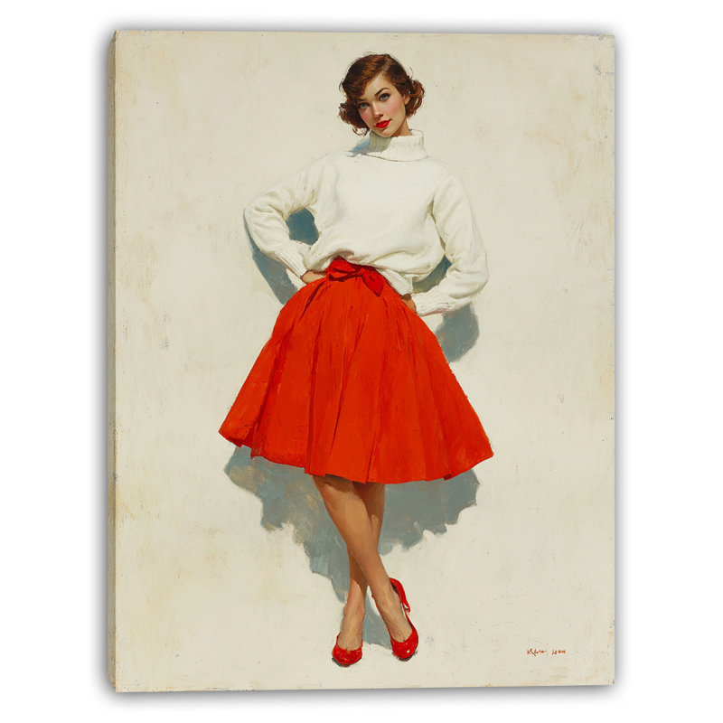 Art mural classique sur toile tendue rouge, H 24 po x l 16 po