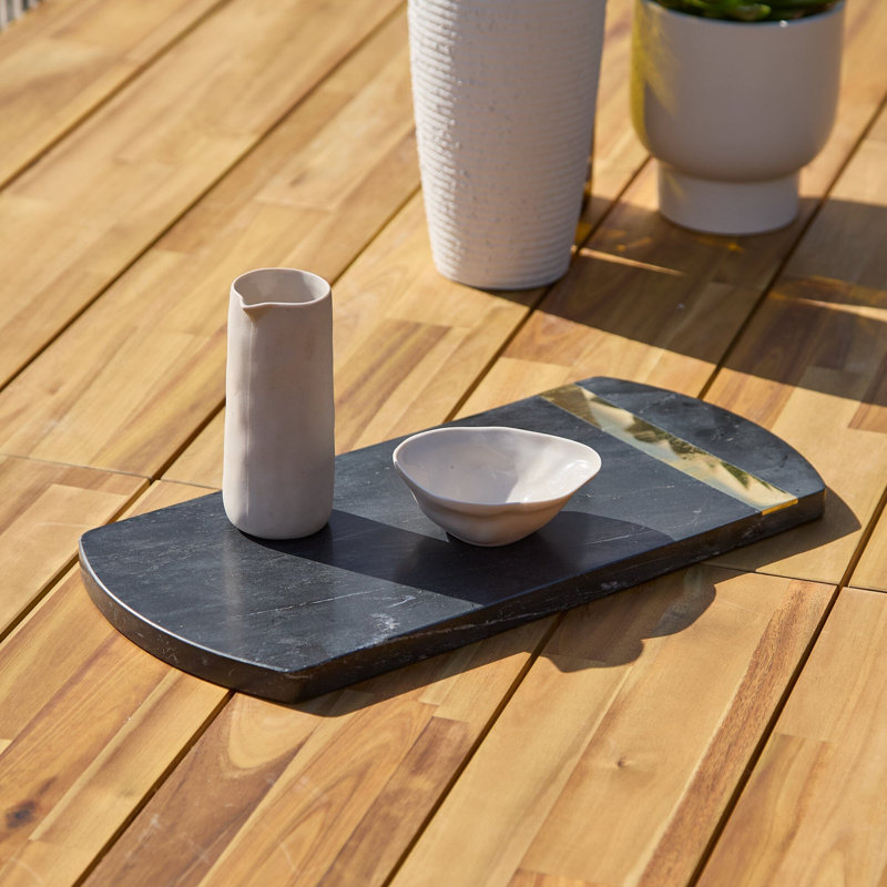 Fairmont Park Adharv Marble Platter, 38cm L x 18cm W, Black