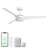 Velocity 52in 3-Blade Smart Ceiling Fan 2700K-6000K CCT Tunable Range LED Light Kit in Matte White with Remote Control Works With iOS or Android App-126659224
