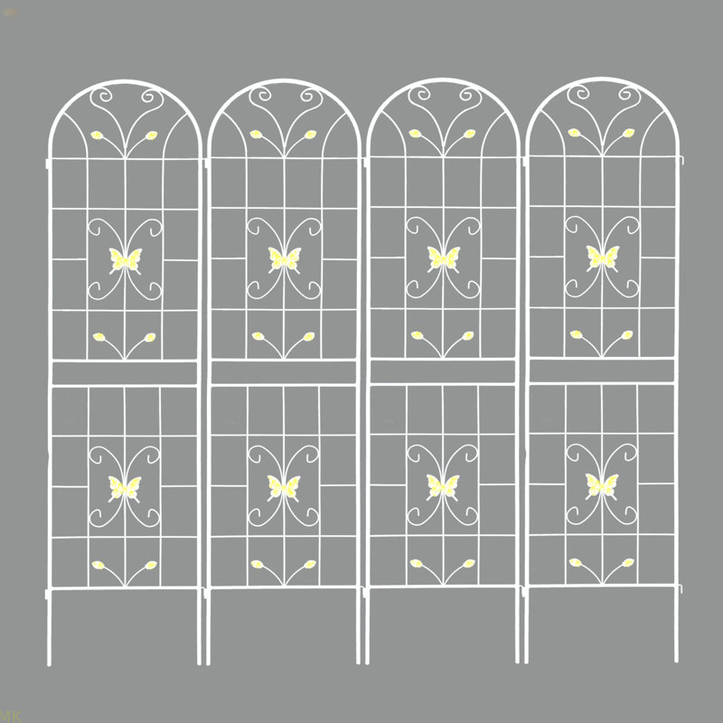 Ensemble de 4 treillis de jardin en métal 86,7 "x 19,7" antirouille pour plantes grimpantes, Blanc, crème
