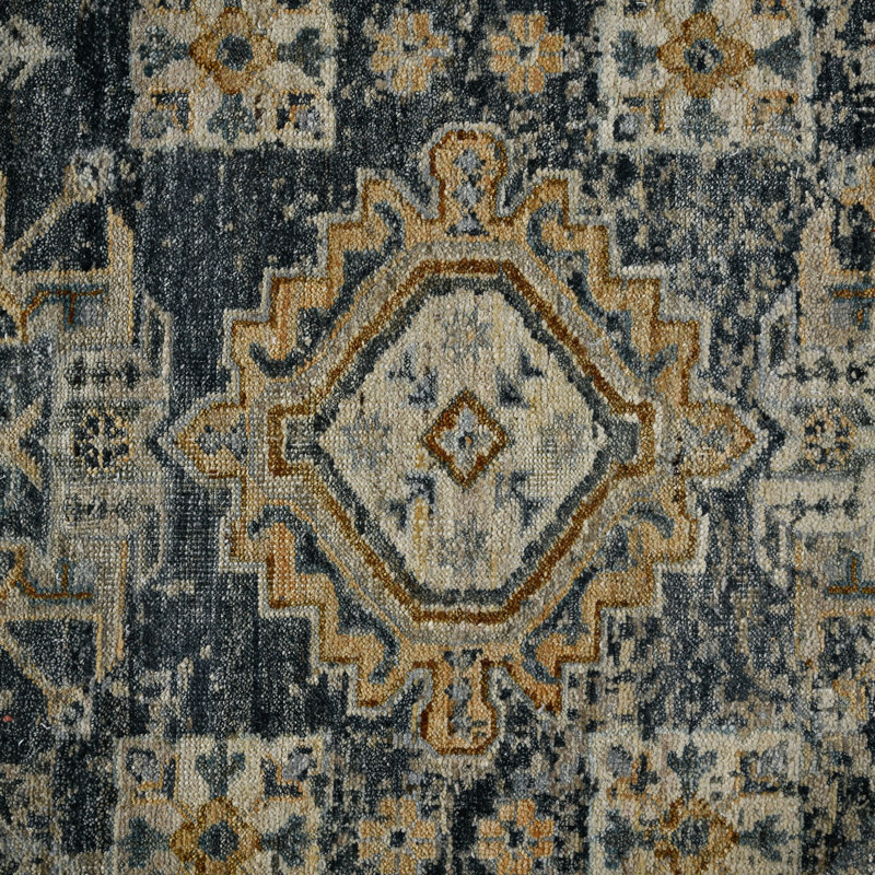 Oriental Handmade Hand-Knotted Area Rug in Blue/Gray, Rectangle 2' x 3'
