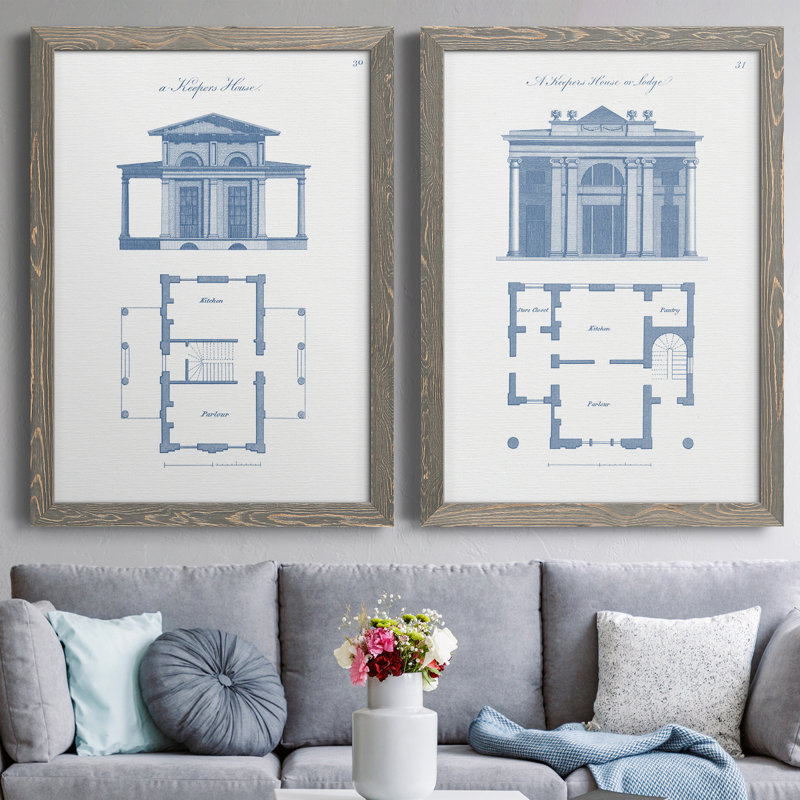 Garden Structures III - ensemble de 2 impressions encadrées, H 31,5 po x l 47 po x P 1,5 po, Toile avec cadre gris