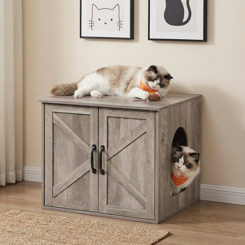 Armoire à litière avec 2 portes Farmhouse Cat, Ivory