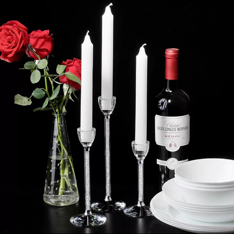 Crystal 3 Piece Crystal Tabletop Candlestick Set