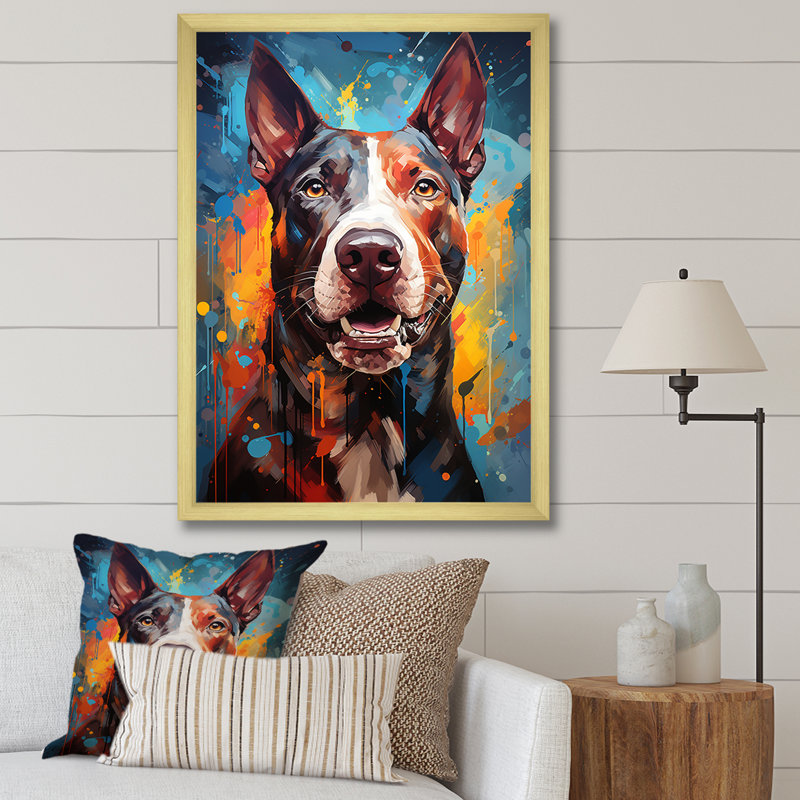 Impression sur toile Bull Terrier Boldness I, H 44 po x l 34 po x P 1,5 po, Cadre doré simple