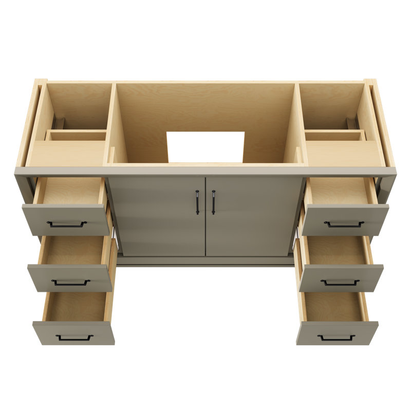 Alexandra Single Extra Wide Bath Vanity, French Olive, 60", Matte Black