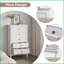 Commodes, commode blanche moderne à 5 tiroirs avec pieds en bois massif Glissières silencieuses | Blanc | Bois