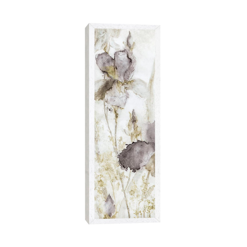 Dawn Iris by Carol Robinson - Floater Frame Panoramic Painting on Canvas, 30.48 cm H x 91.44 cm W, White