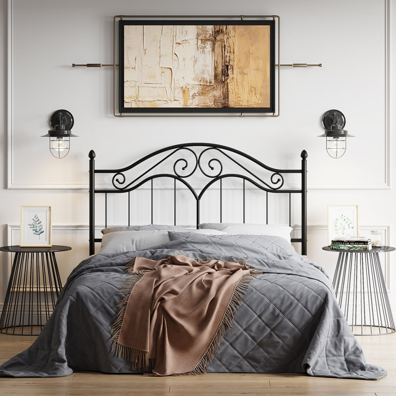 Tête de lit plateforme en métal vintage Cerena SEULEMENT, Grand, Noir