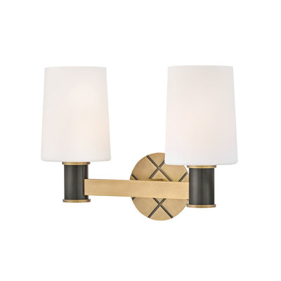 Hinkley Declan Small Two Light Bath Vanity with Crosshatch Motif
