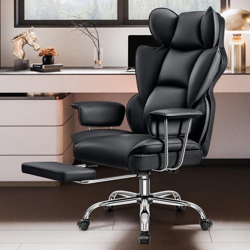 Fauteuil de direction en similicuir, Noir, noir, noir, noir