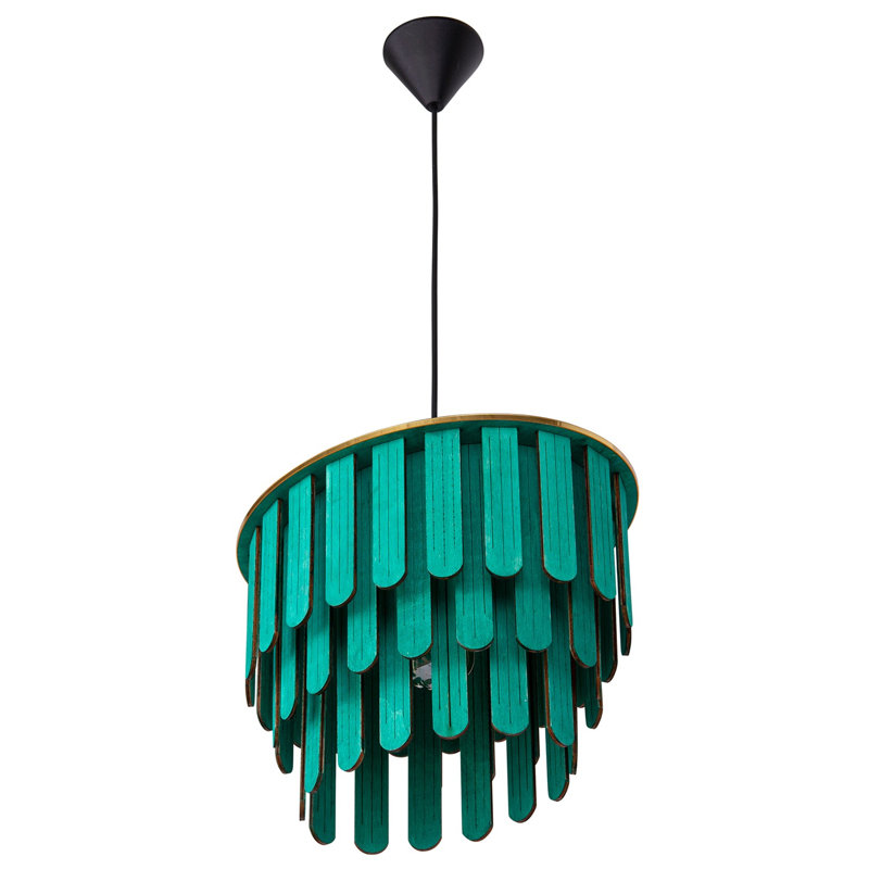 Luminaire suspendu unique à niveaux à 1 lumière Bendik, Bleu sarcelle, Noir