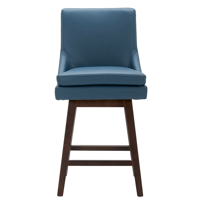 Aleksy Swivel 26'' Counter Stool, Blue Faux Leather
