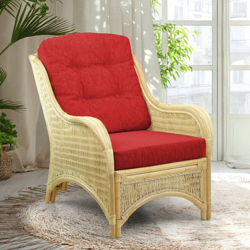 Fauteuil large de 28 po Boba, Polypropylène rouge / oléfine, Naturel