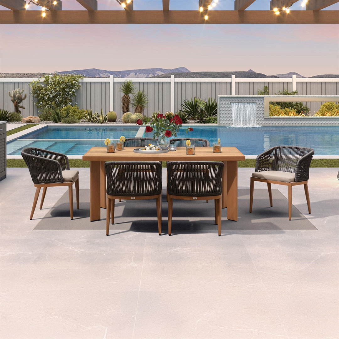 6 - Person Patio Dining Set with Rectangular Table , Cushions Included Purple Leaf