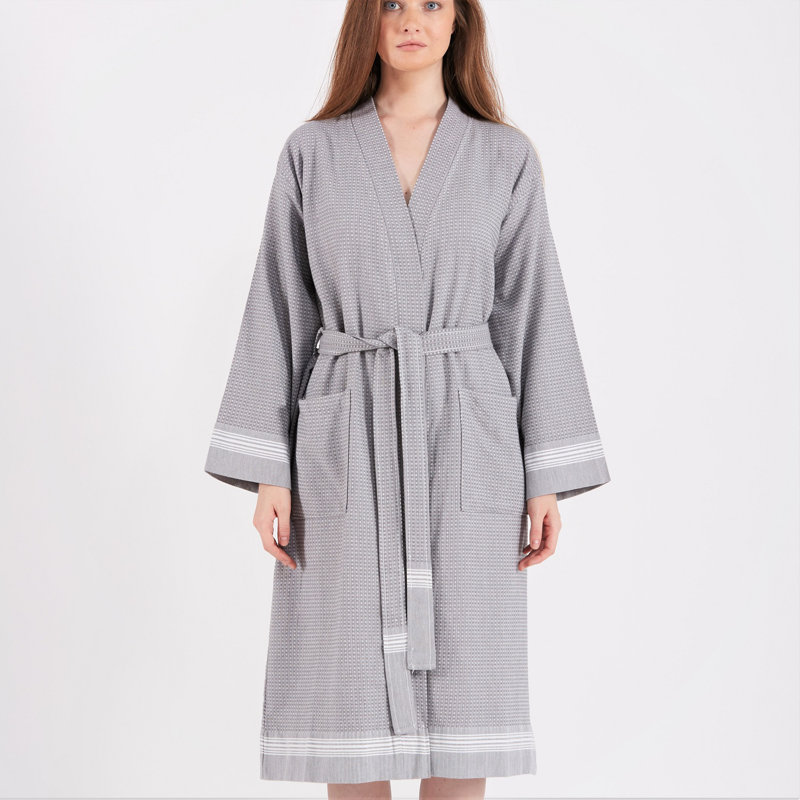Woodcrest Cotton Mid-Calf Bathrobe with Pockets, Small/Medium