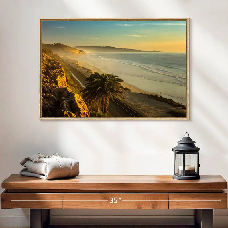 Coucher de soleil Torrey, Cadre flottant en bois naturel, 37 po x 25 po