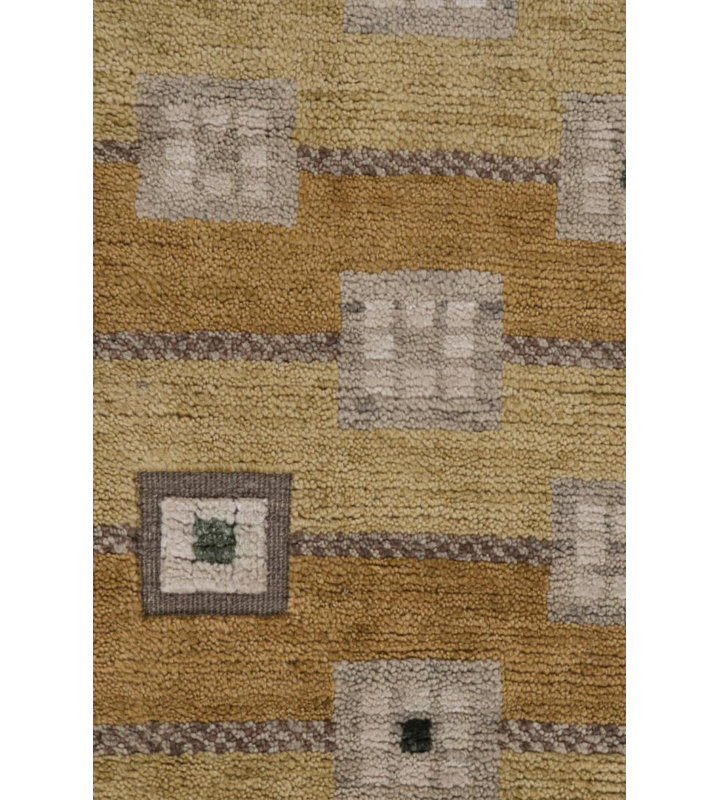 Scandinavian Hand Knotted Wool Geometric Area Rug, Rectangle 14' x 20'