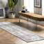 Tapis performance gris / blanc moderne à motif abstrait tissé à la machine Deedra-79593281