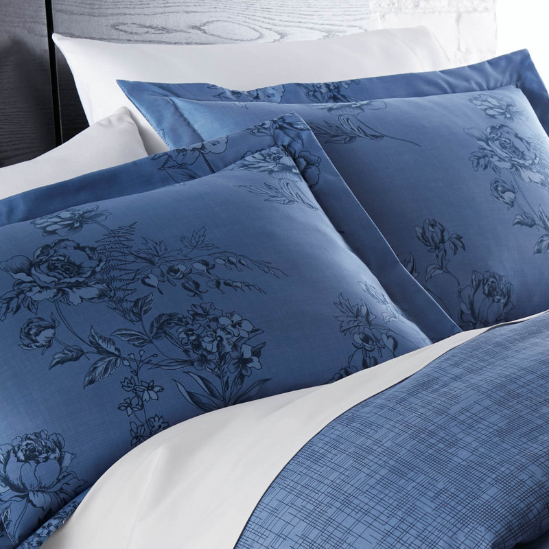 Harmony Collection Microfiber Reversible Duvet Cover Set, Twin/Twin XL Duvet Cover + 1 Sham, Blue