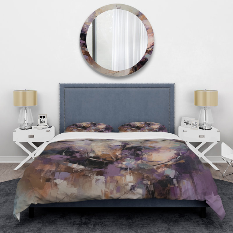 Ensemble d'édredon moderne de 4 - Enchantement minimaliste mauve avec taies décoratives et coussins décoratifs